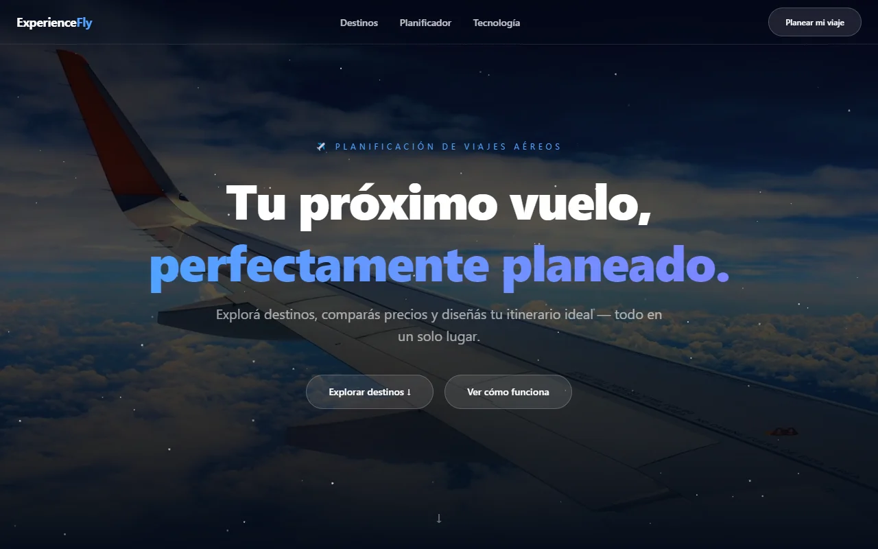 Experience Fly website preview